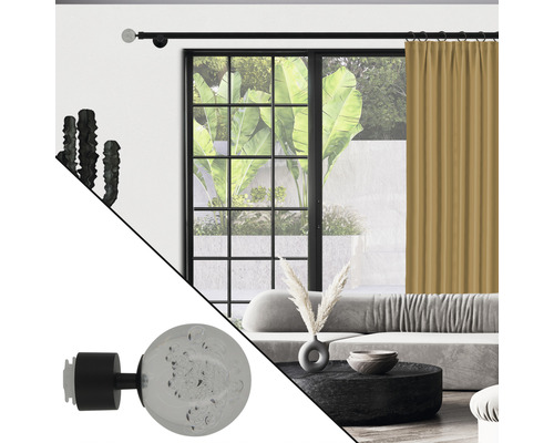 Gardinenstange mit Endstück in Kugelform in Wohnraumansicht