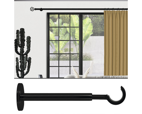 Tringle à rideaux avec embouts et support de tringle à rideaux pour montage mural