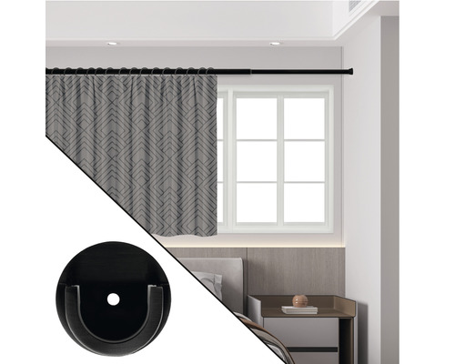 Tringle à rideaux avec rideau et support dans la chambre