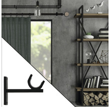 Support mural 1 voie pour Loft Black Line noir Ø 28 mm 8 cm de longueur 1 pce
