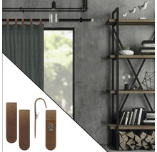 Attaches de rideaux en cuir cognac pour Black Line & Nature Line Ø 20-28 mm 4 pces