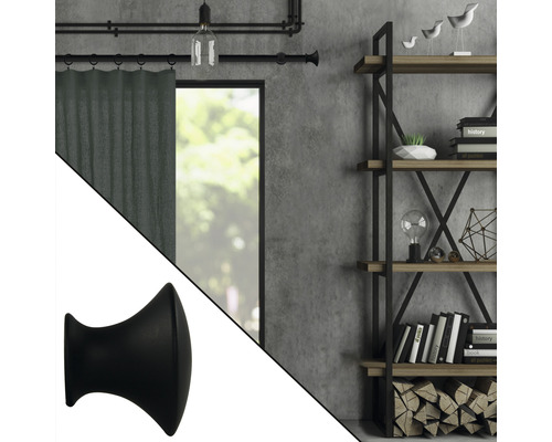 Intérieur décoratif avec rideau, étagère et embout pour tringle à rideau