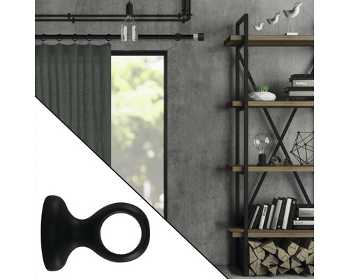 Ambiance d''habitation décorative avec tringle à rideaux, étagère et support de rideau