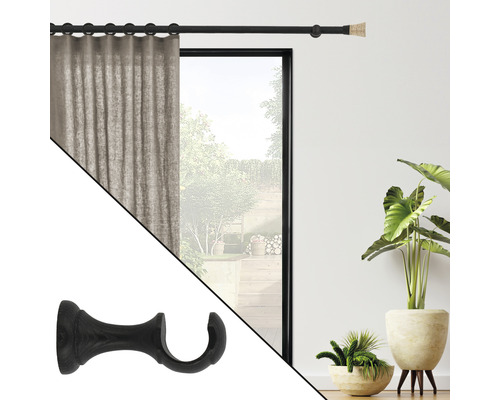 Gardinenstange mit Vorhang und Gardinenhalterung