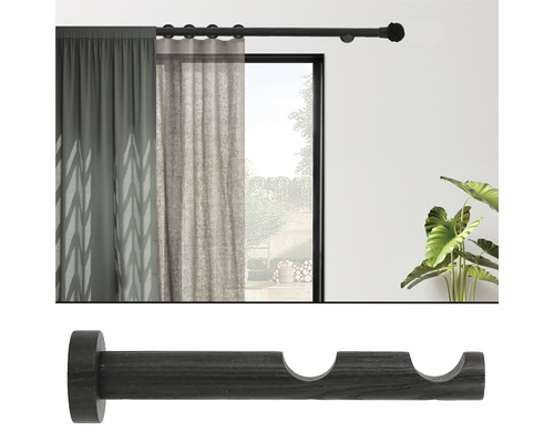 Gardinenstange mit Vorhängen und doppelter Wandhalterung