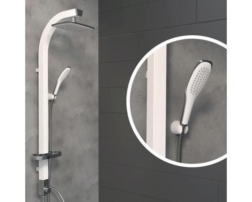 Colonne de douche avec douchette de tête et douchette à main pour salle de bains