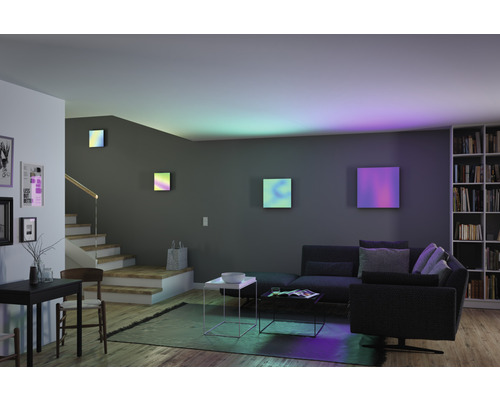 LED Panel dimmbar 24W 1690 lm warmweiß- tageslichtweiß + RGBW HxLxB 25x450x450 mm Loria Rainbow weiß mit Fernbedienung und Nachtlichtfunktion
