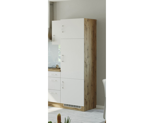 Meuble de cuisine avec structure en bois et façades blanches