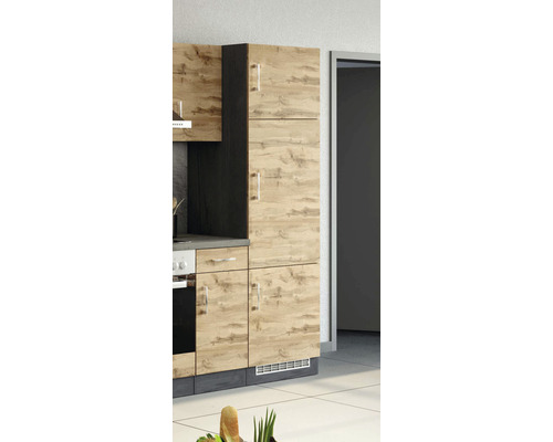 Cuisine avec armoires et tiroirs aspect bois