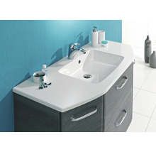 Badmöbel-Set Pelipal Quickset 328 BxHxT 145 x 200 x 39 cm Frontfarbe graphit struktur quer mit Mineralguss-Waschtisch und Hochschrank 328.120002