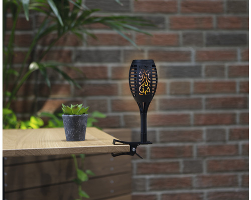 Torche de jardin décorative avec clip de fixation sur les plateaux de table