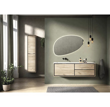 Waschtischunterschrank Sanox Loft BxHxT 161 x 47 cm x 46 cm Frontfarbe schwarz matt mit Waschtischplatte Kunststein weiß
