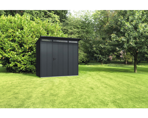 Abri de jardin Hörmann EcoStar Elegant-P type 1 RAL7016 porte à un vantail 247,9 x 153 cm anthracite