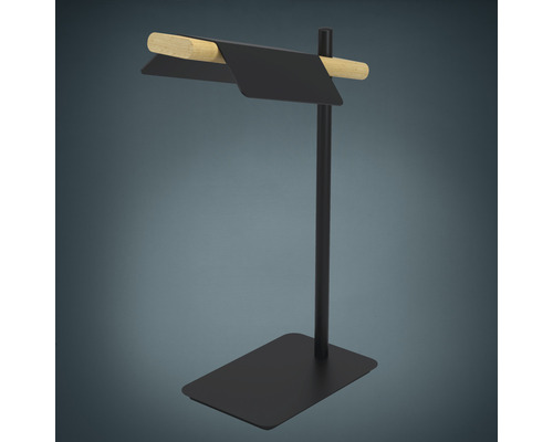 Lampe de table LED acier/bois/plastique 4,5 W 480 lm 3000 K blanc chaud h 505 mm Ermua noir/marron
