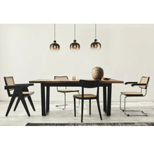 Suspension 3 ampoules hxL 110x95 cm noir/laiton verre pulvérisé noir/marron/transparent