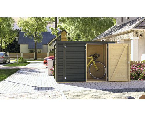 Garage à vélos/armoire de jardin Bertilo Woodline Bike avec plancher 202x106 cm anthracite