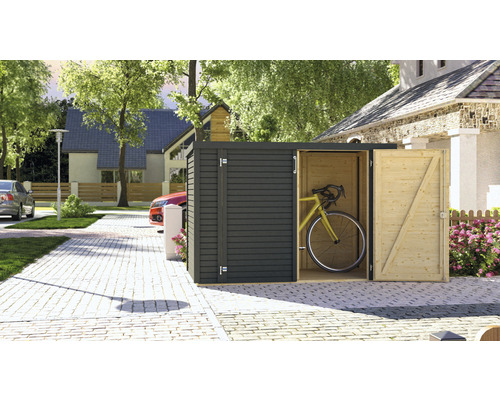 Fahrradgarage/Gartenschrank Bertilo Woodline Bike mit Fußboden 202x106 cm anthrazit-0