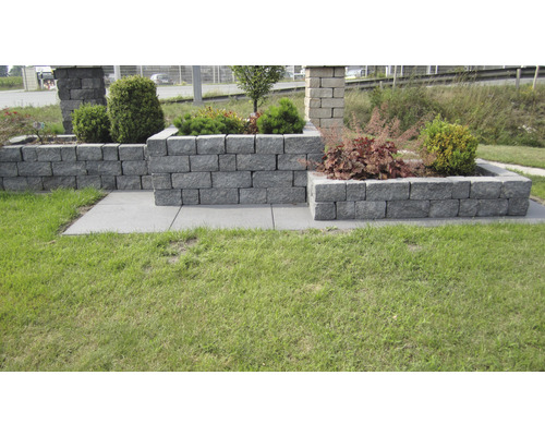 Idée d''aménagement avec des pavés pour un mur de jardin avec des plantations