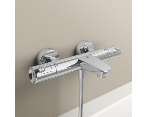 Aufputz-Badewannenarmatur aus Metall mit Temperaturregler