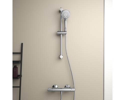 Système de douche avec pomme de tête et mitigeur thermostatique pour montage mural