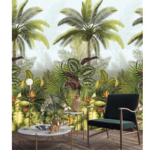 Wohnraum mit Palmen und tropischen Pflanzen als Wandmotiv