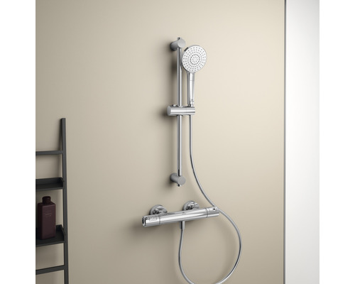 Ensemble de douche avec douchette, barre de douche et mitigeur thermostatique
