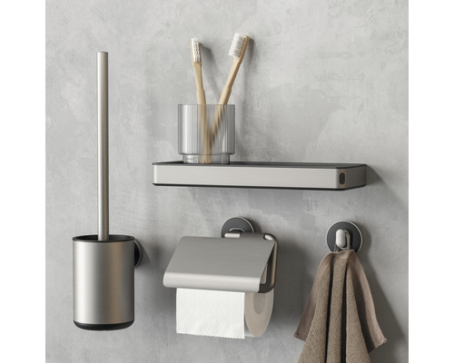 Badezimmerzubehör-Set mit Toilettenbürste, Papierhalter, Handtuchhalter und Ablage