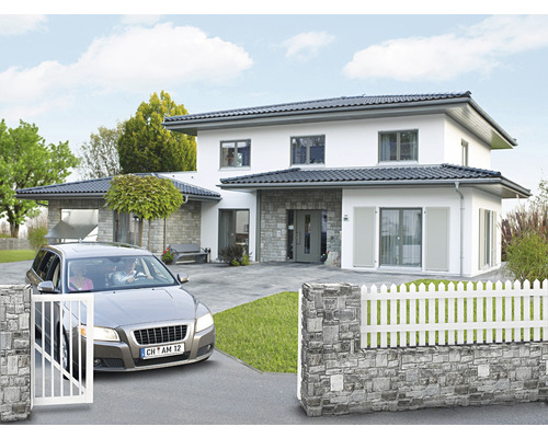 Maison individuelle avec portail d''entrée et clôture