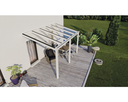 Terrassenüberdachung Easy Edition mit Verbund-Sicherheits-Glas 8 mm 400 x 300 cm weiß