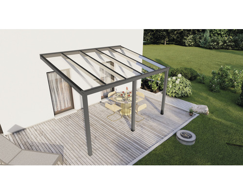 Terrassenüberdachung Easy Edition mit Verbund-Sicherheits-Glas 8 mm 400 x 300 cm anthrazit