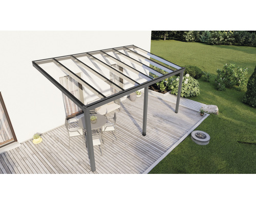 Terrassenüberdachung Easy Edition mit Verbund-Sicherheits-Glas 8 mm 500 x 300 cm anthrazit