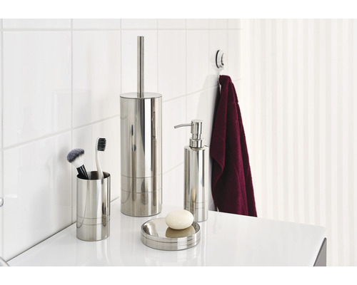 Ensemble de salle de bains avec distributeur de savon, porte-savon, porte-brosses à dents et brosse de toilette