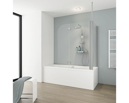 Pare-baignoire 2 parties avec paroi latérale SCHULTE Komfort ExpressPlus 114,6 x 140 cm verre transparent couleur du profilé aluminium EP3380 01 50 140