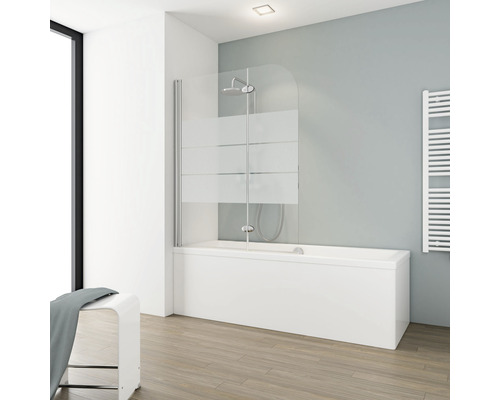 Pare-baignoire 2 pièces SCHULTE Komfort 112 x 140 cm décor verre discret couleur de profil aspect chrome D 2655 41 31 140