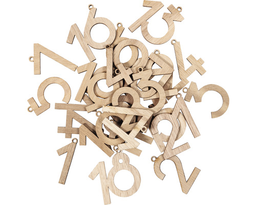 Chiffres décoratifs en bois avec trou de suspension pour une conception individuelle