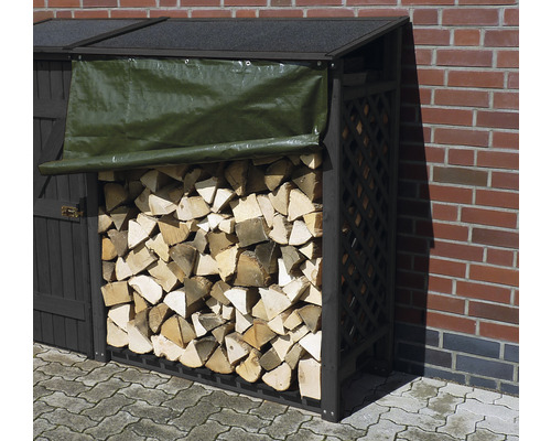 Élément d'extension pour abri bûches promadino Speyer avec protection contre les intempéries 119,5 x 68 x 148 cm anthracite Élément d'extension pour abri bûches promadino Speyer avec protection contre les intempéries 119,5 x 68 x 148 cm anthracite