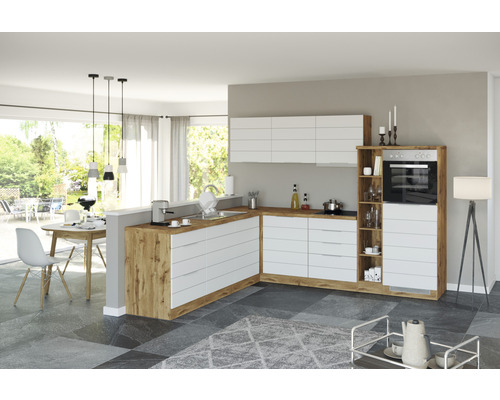 Held Möbel Winkelküche Florenz 240 cm weiß matt zerlegt Variante reversibel
