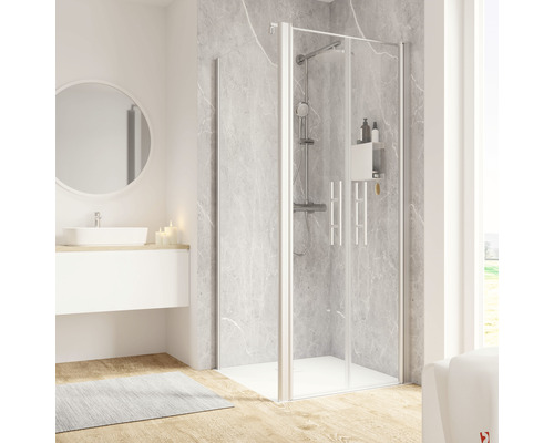Porte de douche avec paroi latérale SCHULTE Garant 2,0 90 x 90 cm couleur du profilé aluminium verre transparent