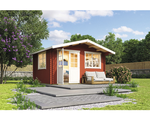 Abri de jardin Outdoor Life Norderney 2 avec plancher 444,6 x 390 cm rouge de falun