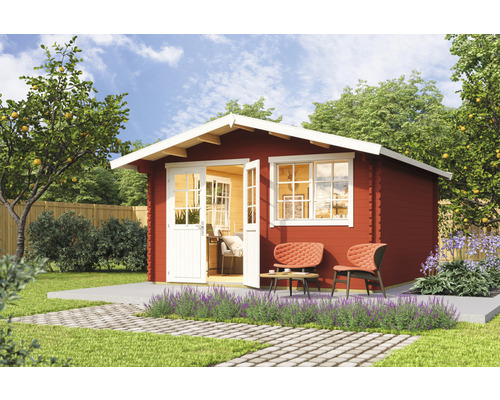 Abri de jardin Outdoor Life Norderney 3 avec plancher 444,6 x 480 cm rouge de falun