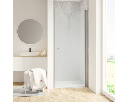 Porte de douche dans une niche SCHULTE Garant 2.0 90 x 90 cm couleur du profilé aluminium décor verre brouillard