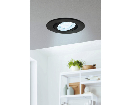 Spot encastré LED Smart Light à intensité lumineuse variable 5W 400 lm CCT RGB zigbee Bluetooth Ø 88/68 mm noir 230V - Compatible avec SMART HOME by hornbach
