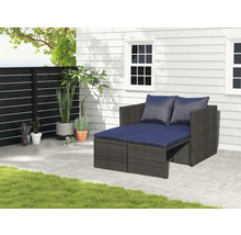 Gartenmöbelset GARDEN PLACE Carter 2-4 Sitzer 4 tlg. 3 in 1 Multifunktion anthrazit aus Polyrattan, inkl. Sitzkissen
