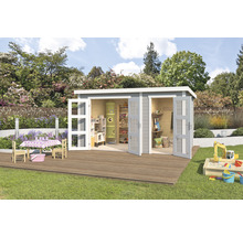 Gartenhaus Outdoor Life Zambezi XL inkl. Geräteraum 400 x 259,7 cm lichtgrau