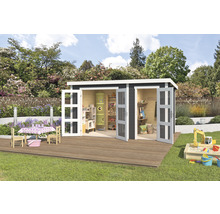 Gartenhaus Outdoor Life Zambezi XL inkl. Geräteraum 400 x 259,7 cm carbongrau
