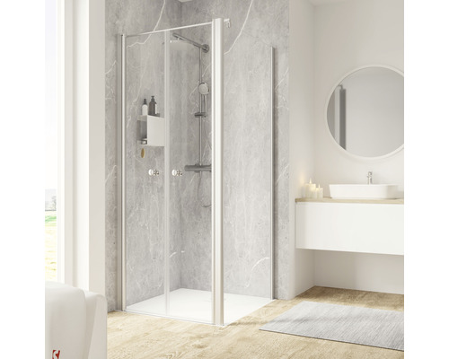 Porte de douche avec paroi latérale SCHULTE Garant 2.0 90 x 90 cm couleur du profilé aluminium verre transparent