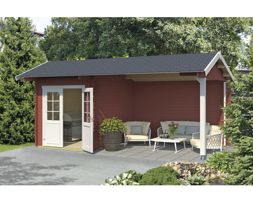 Gartenhaus Outdoor Life Kenzo inkl. Fußboden, seitliche Überdachung 580 x 389,3 cm schwedischrot Gartenhaus Outdoor Life Kenzo inkl. Fußboden, seitliche Überdachung 580 x 389,3 cm schwedischrot