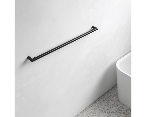 Schwarzer Handtuchhalter zur Wandmontage im Badezimmer.