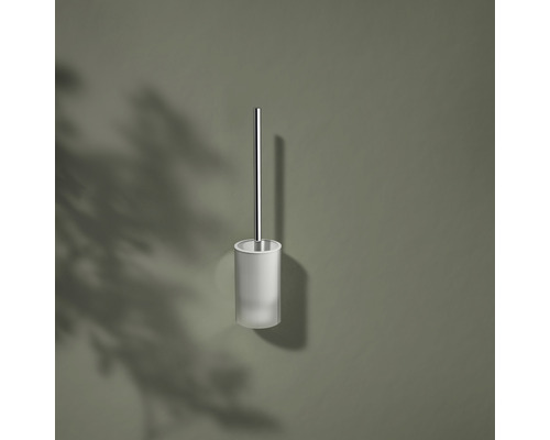 Toilettenbürste mit Halter aus Glas und Metall