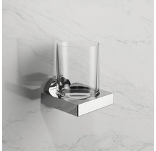 Wandmontierter Zahnputzbecherhalter mit Glas